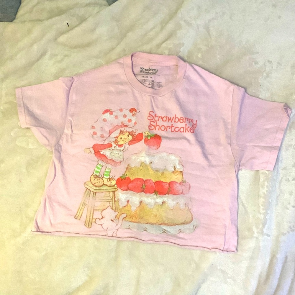 Baby Pink Strawberry Shortcake Crop Top - Aeropostale - XS/S